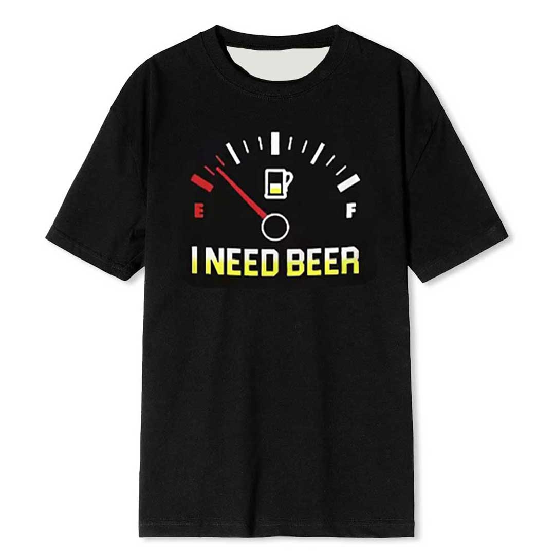 40 代 ファッション メンズ ユーモア満点 ビールメーター Tシャツ 半袖 ブラック