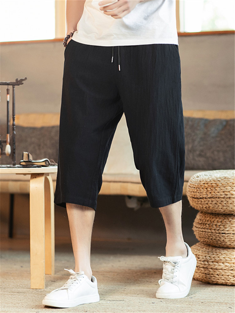 40 代 ファッション メンズ 涼やか七分丈リネンパンツ