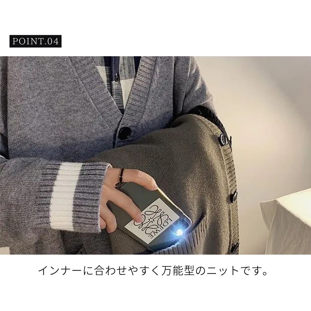 40 代 ファッション メンズ メンズ ニットジャケット 白ライン入り 大人の韓国風 全2色
