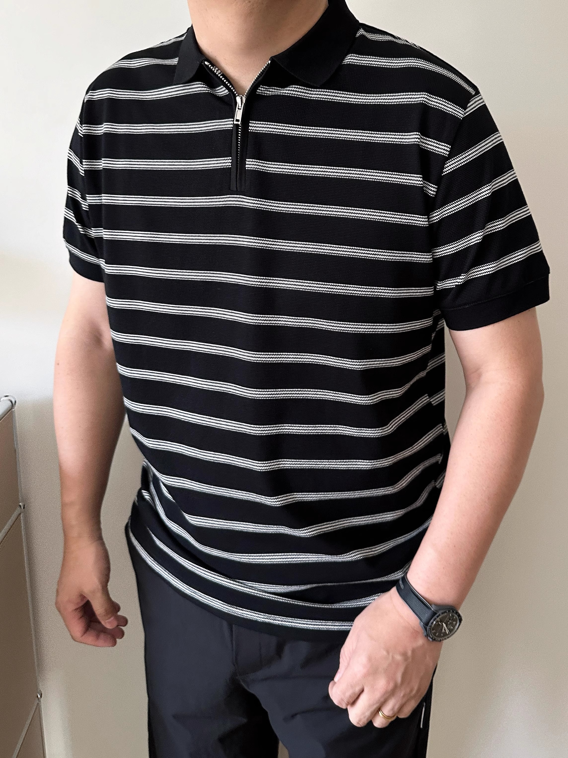 40 代 ファッション メンズ 上品な佇まい ハーフジップポロシャツ