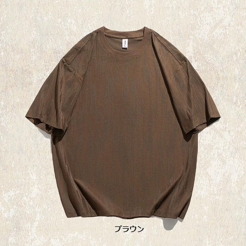 40 代 ファッション メンズ メンズ ジャカード織り 高級感 半袖Tシャツ 2025年夏新作