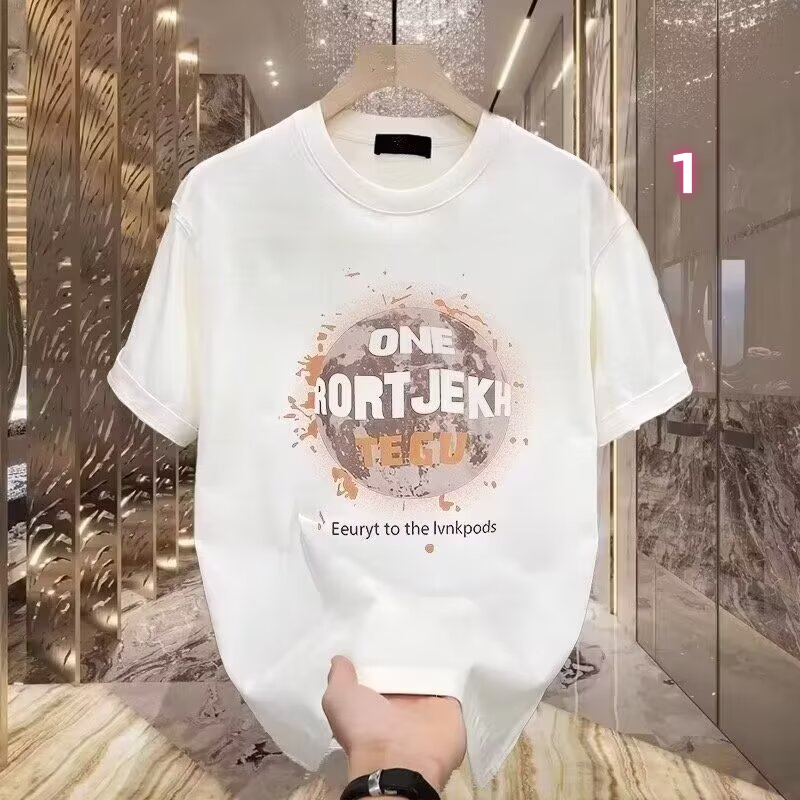 40 代 ファッション メンズ 2025春夏 メンズ 丸首 グラフィックプリント Tシャツ