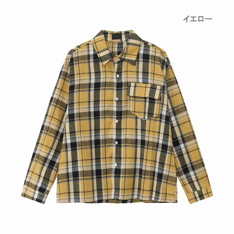40 代 メンズ ファッション 男性チェック柄長袖シャツ春秋新作全3色男女兼用