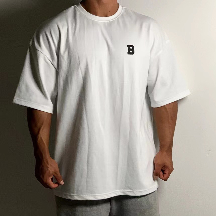 40 代 ファッション メンズ ゆったり着こなす B字ロゴ 半袖Tシャツ 全4色