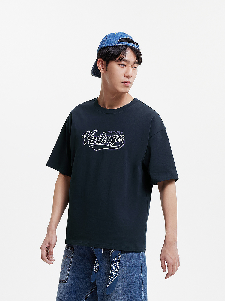 メンズ プリント ゆったりTシャツ