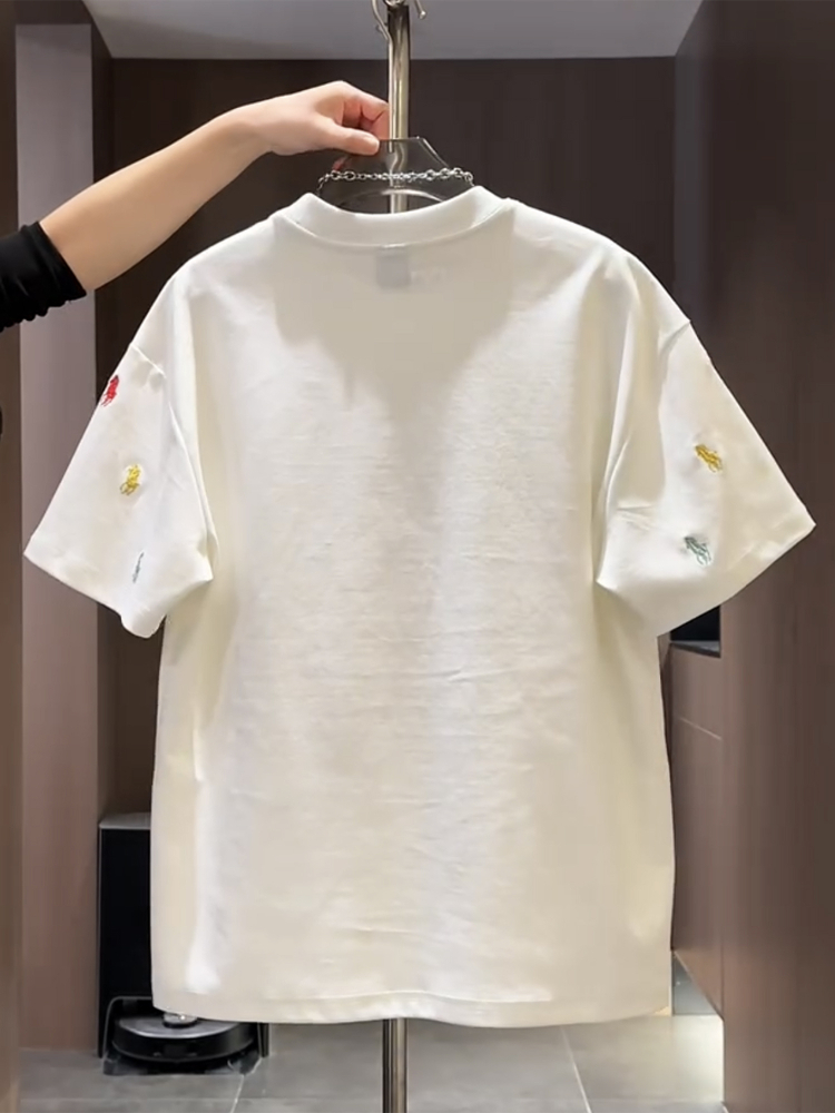 40 代 ファッション メンズ 彩り騎士刺繍 上質コットンTシャツ