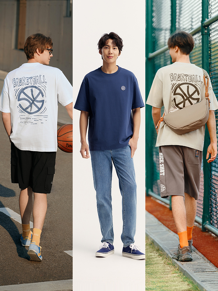 40 代 ファッション メンズ 都会的バスケットモチーフ ゆったりTシャツ