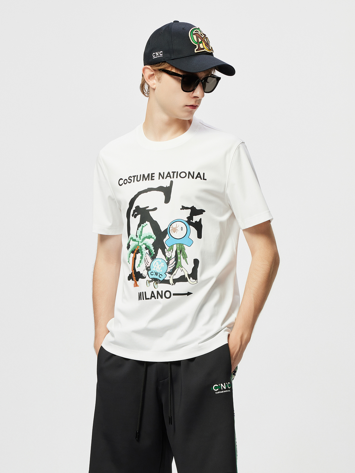 40 代 ファッション メンズ イタリア風グラフィックプリント半袖Ｔシャツ