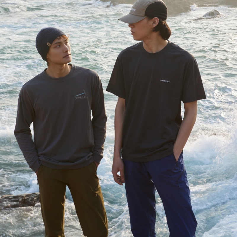 40 代 ファッション メンズ 山岳道具イラスト 長袖Tシャツ