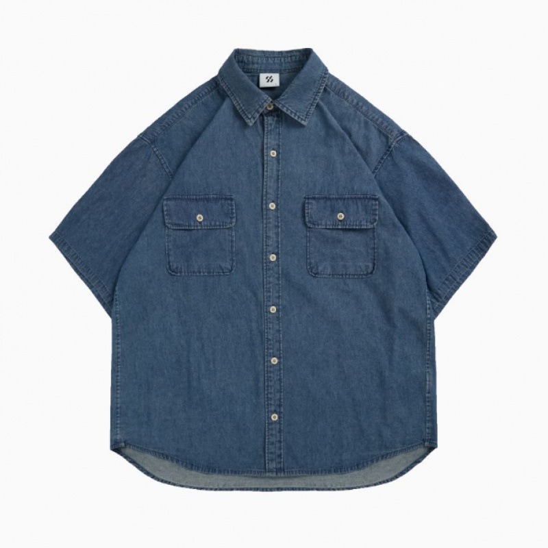 40 代 メンズ ファッション メンズ デニムシャツ 半袖 カジュアル ゆったり シャツ