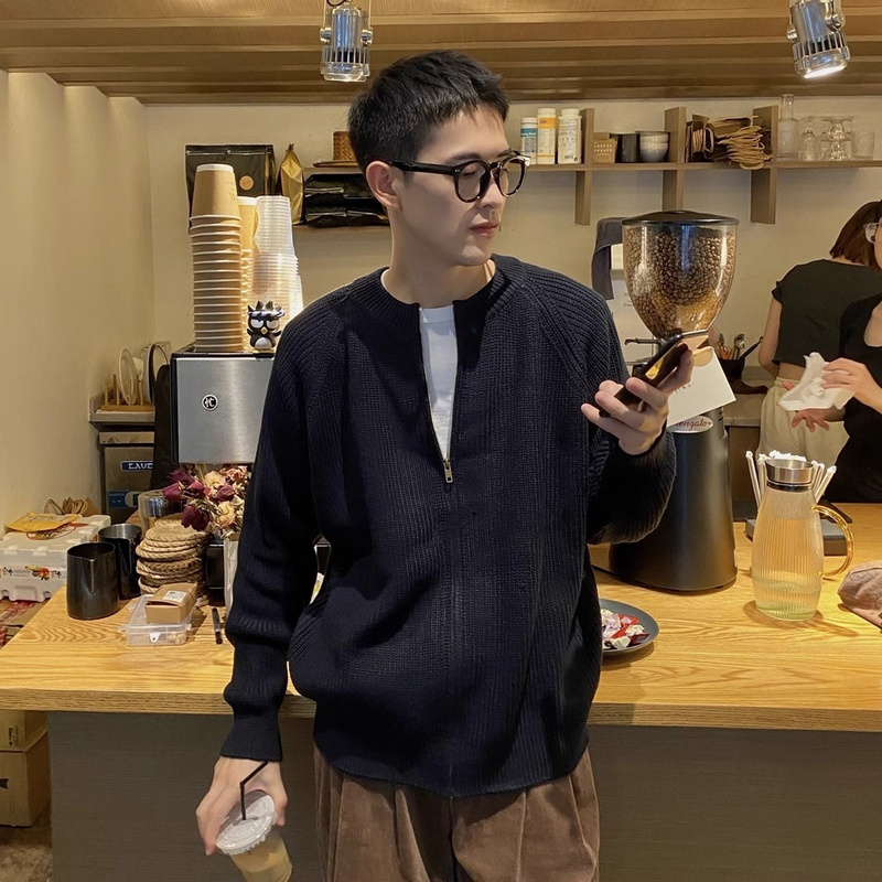 40 代 メンズ ファッション メンズ ニット ジャケット 無地 韓国風 大人 カジュアル