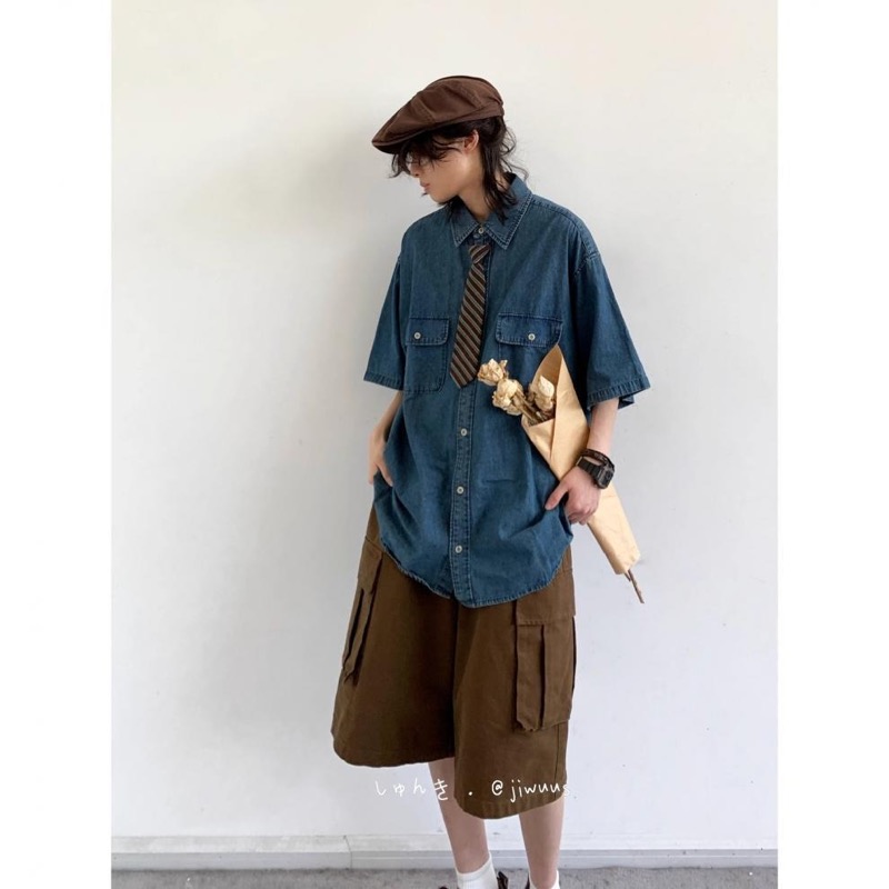 40 代 メンズ ファッション メンズ デニムシャツ 半袖 カジュアル ゆったり シャツ