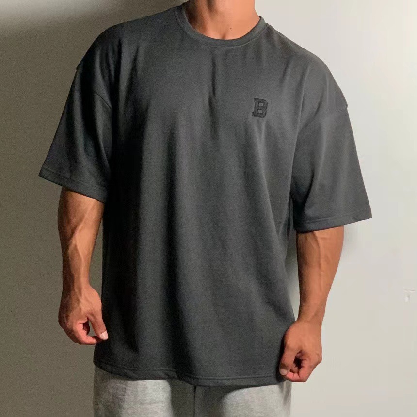 40 代 ファッション メンズ ゆったり着こなす B字ロゴ 半袖Tシャツ 全4色