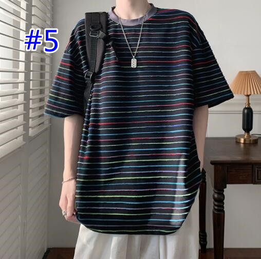 40 代 ファッション メンズ メンズ マルチボーダー 半袖Tシャツ カジュアル