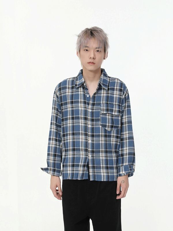 40 代 メンズ ファッション 男性チェック柄長袖シャツ春秋新作全3色男女兼用