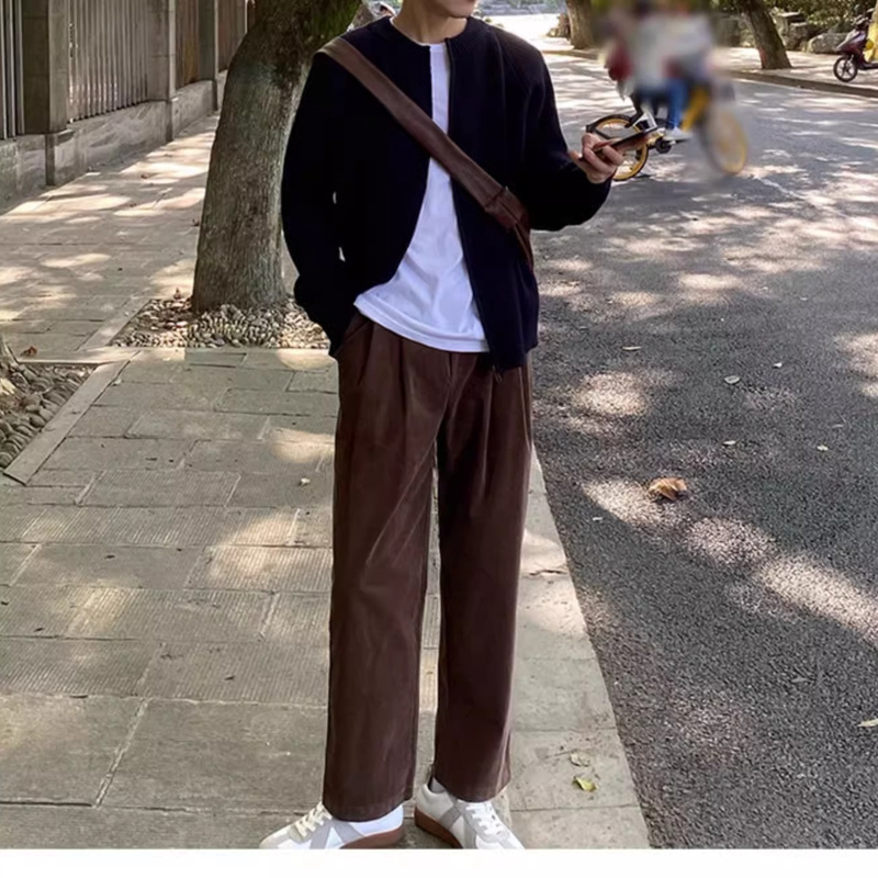 40 代 メンズ ファッション メンズ ニット ジャケット 無地 韓国風 大人 カジュアル