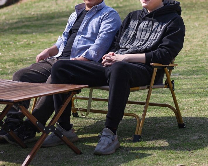 折りたたみ式U字脚アウトドアチェア2人掛け