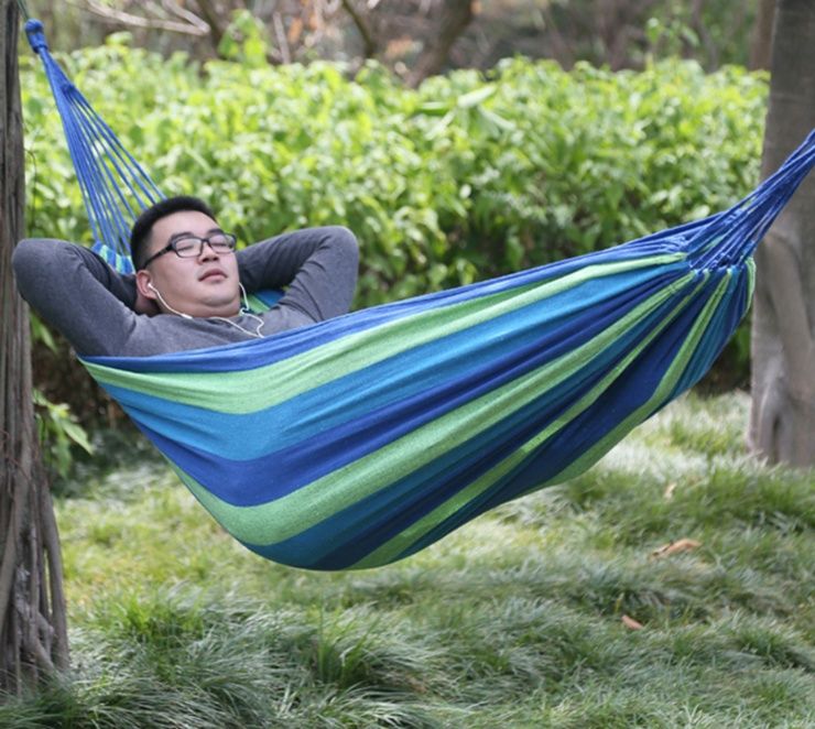 アウトドアチェア ２人用吊り下げ式帆布ハンモック軽量携帯型