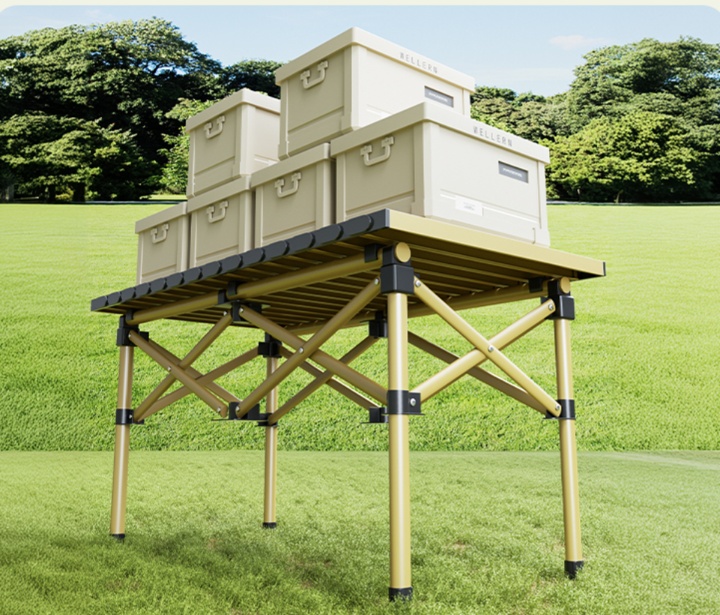 アウトドアテーブル アウトドア収納式 二段組テーブル