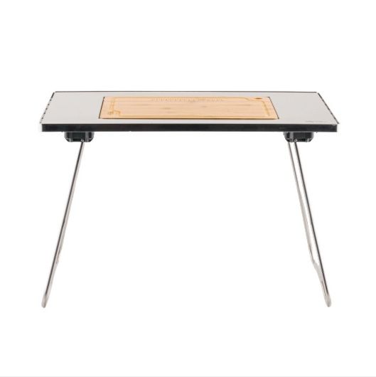 アウトドアテーブル 竹製天板付き折りたたみ式軽量ステンレステーブル