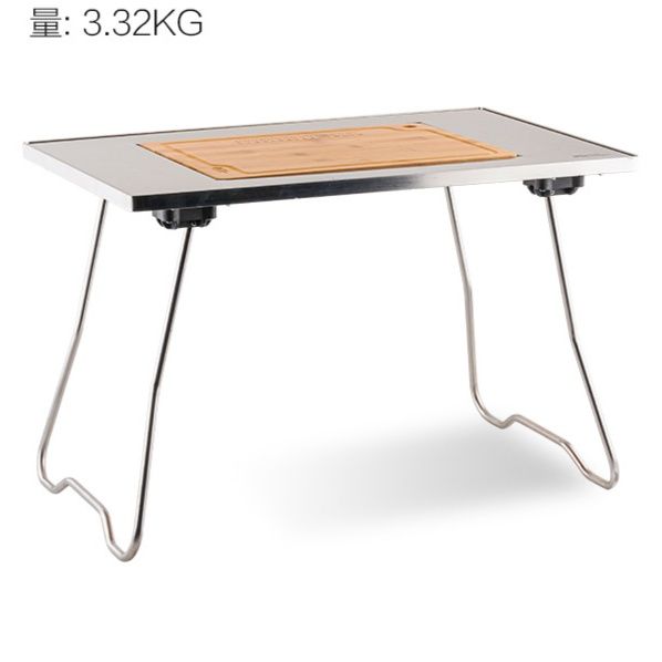 アウトドアテーブル 竹製天板付き折りたたみ式軽量ステンレステーブル