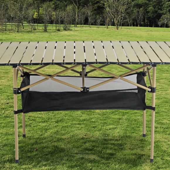 アウトドアテーブル 二段式収納付き折りたたみ　キッチンテーブル