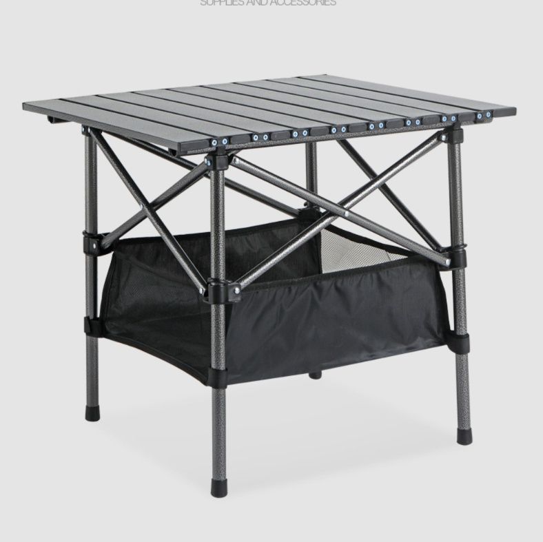 アウトドアテーブル 二段式収納付き折りたたみ　キッチンテーブル
