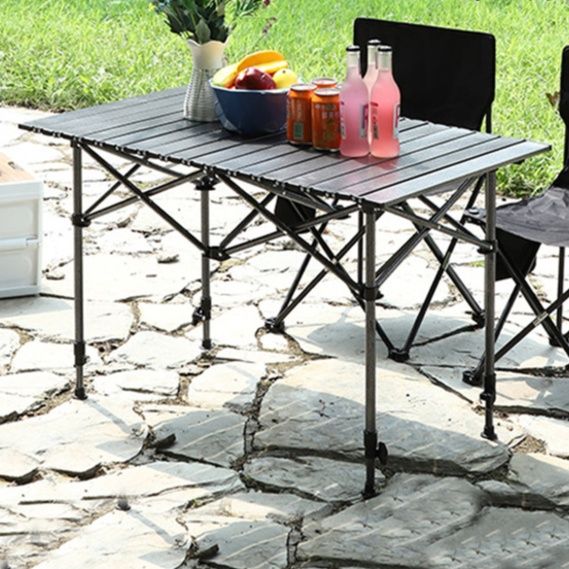 アウトドアテーブル 高さ調節機能付き大型木目調折りたたみ式野外用テーブル