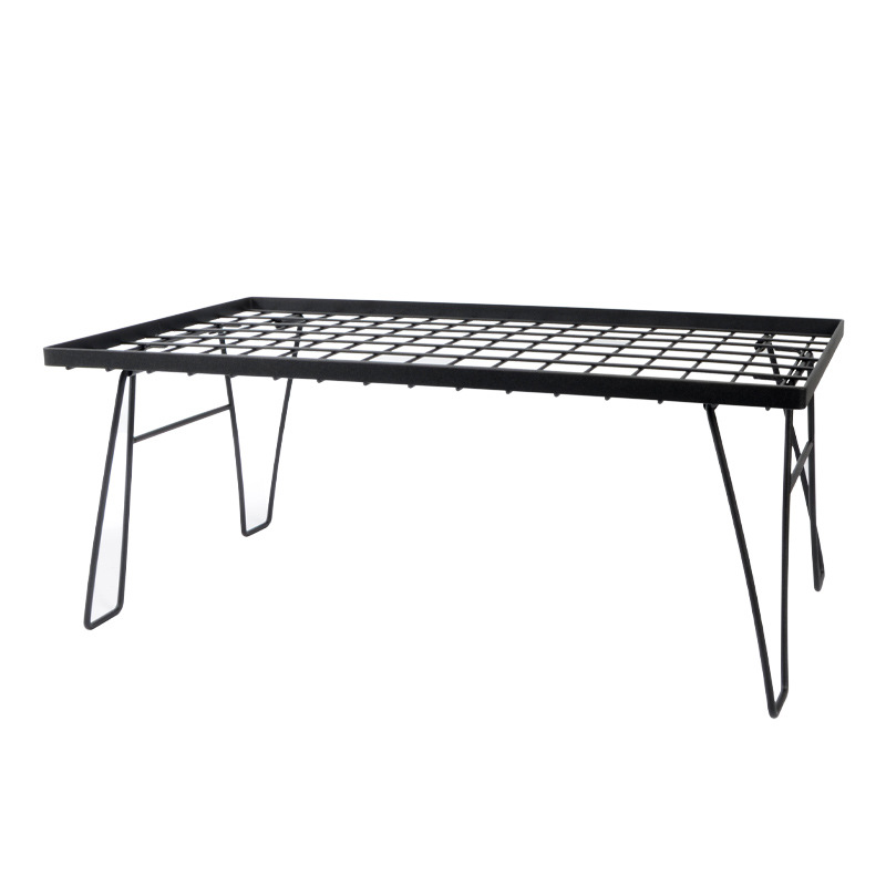 アウトドアテーブル 二段式収納付き調理台フック付き折り畳み式野外用作業台