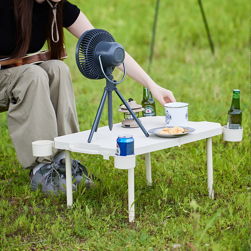 アウトドアテーブル 折りたたみ式飲料収納付き軽量持ち運びテーブル　コンパクト