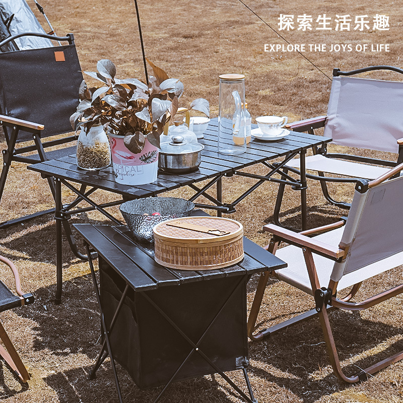 アウトドアテーブル 軽量大型ロールトップ式折りたたみアウトドアテーブル