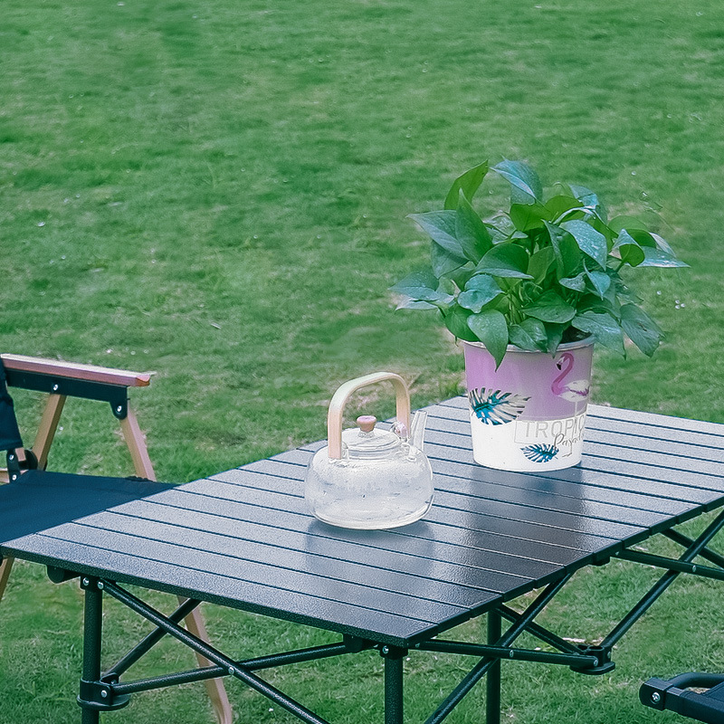 アウトドアテーブル 軽量大型ロールトップ式折りたたみアウトドアテーブル