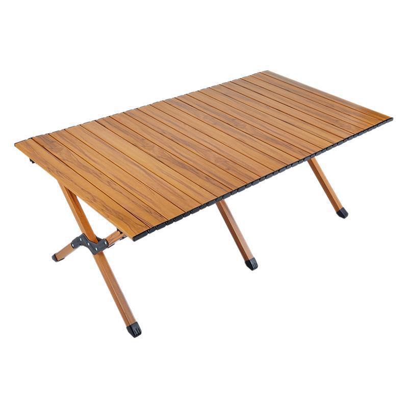 アウトドアテーブル 木目調天板折りたたみ式軽量ローテーブル