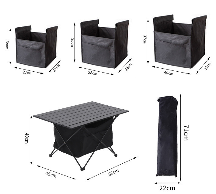 アウトドアテーブル 収納袋付き折りたたみ式軽量サイドテーブル
