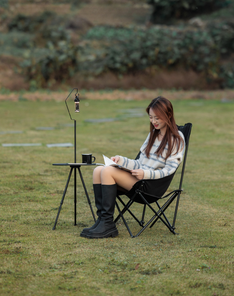 アウトドアテーブル 吊り下げフック付き三脚式円形サイドテーブル