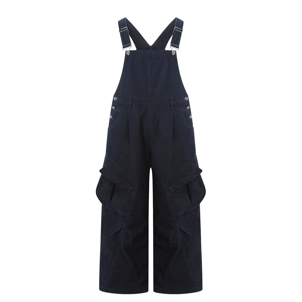 メンズ デニム ワイド サロペット オーバーオール つなぎ服