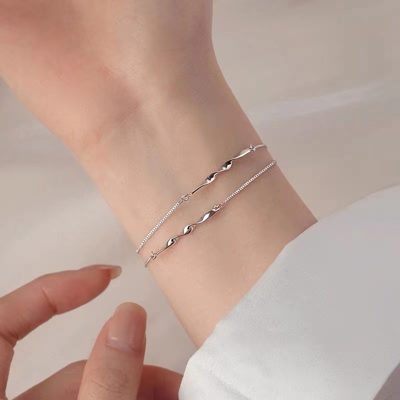 ブレスレットペア ねじれ煌めき 二連ブレスレット