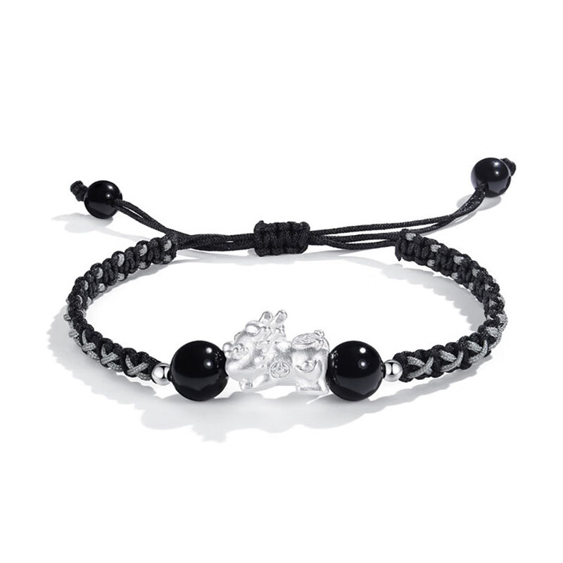 天然石と銀細工の編み込み絆ペアブレスレット