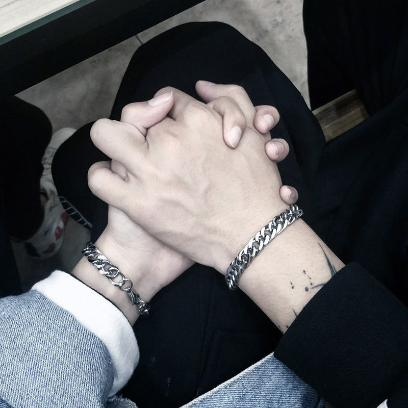 喜平チェーン太めステンレス製ペアブレスレット