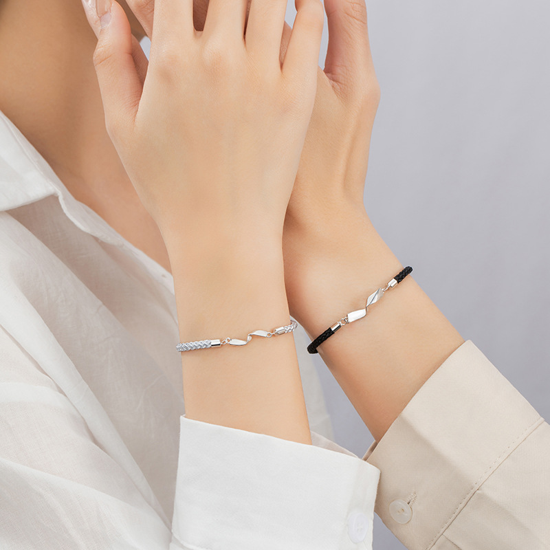 ブレスレットペア ねじれ編み込みペアブレスレット