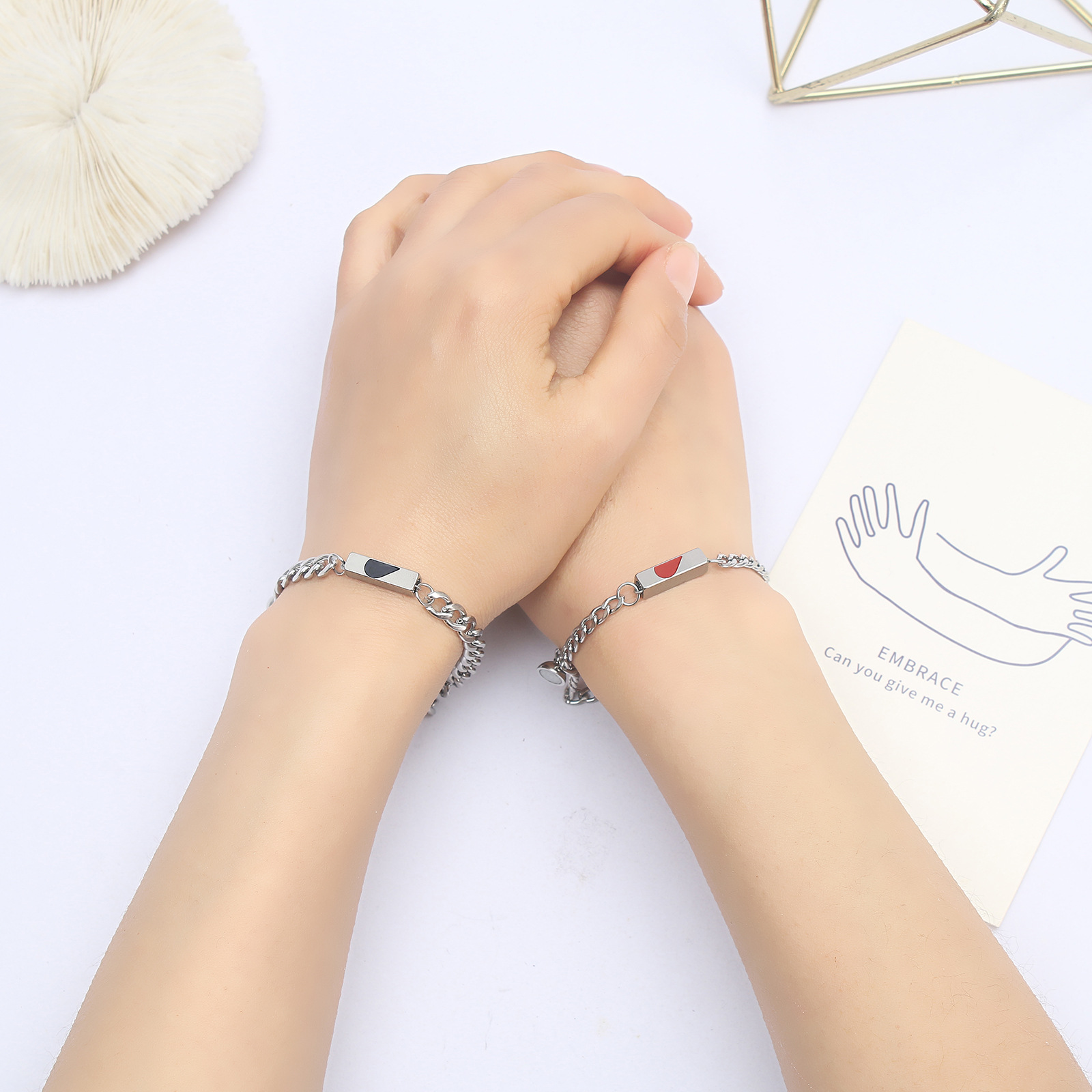 ペアブレスレット ハート分割型喜平チェーンペアブレスレット