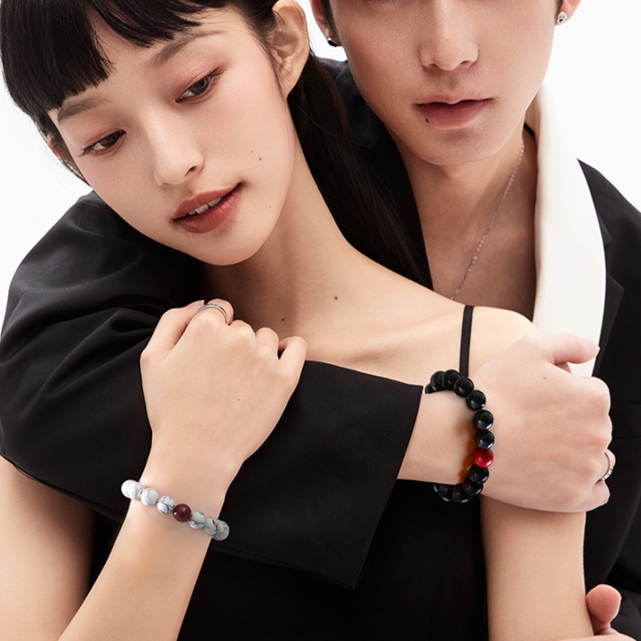 ブレスレットペア癒しの赤玉ブレスレットペア