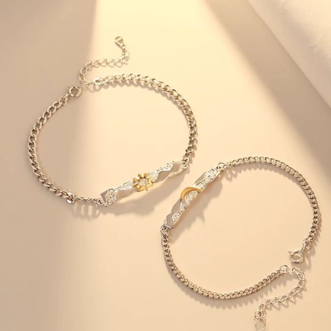 ブレスレットペア 繊細な輝き シンプル細工ブレスレット