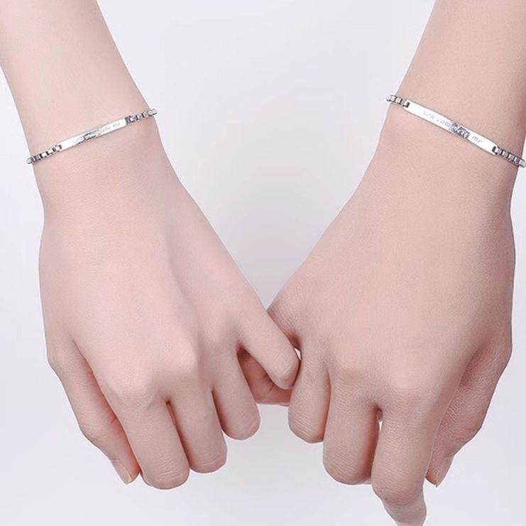 ブレスレットペア 一心一意メッセージプレート