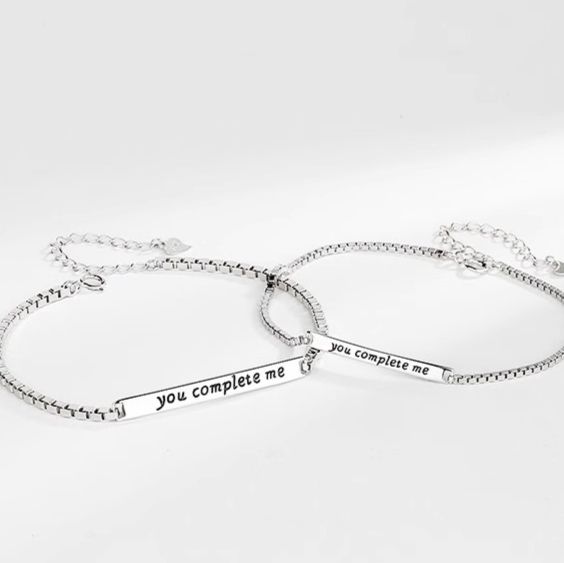 ブレスレットペア 一心一意メッセージプレート