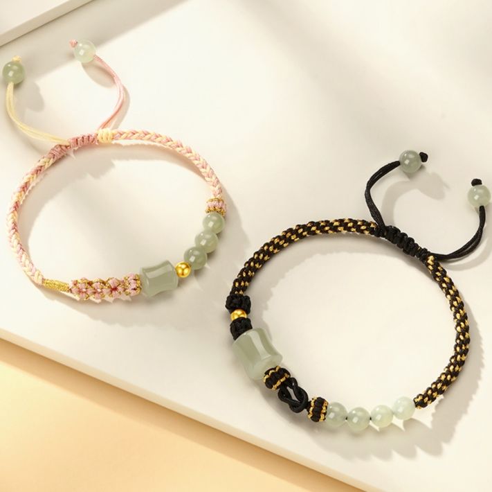 ブレスレットペア 翡翠結び 誕生石ブレスレットペア