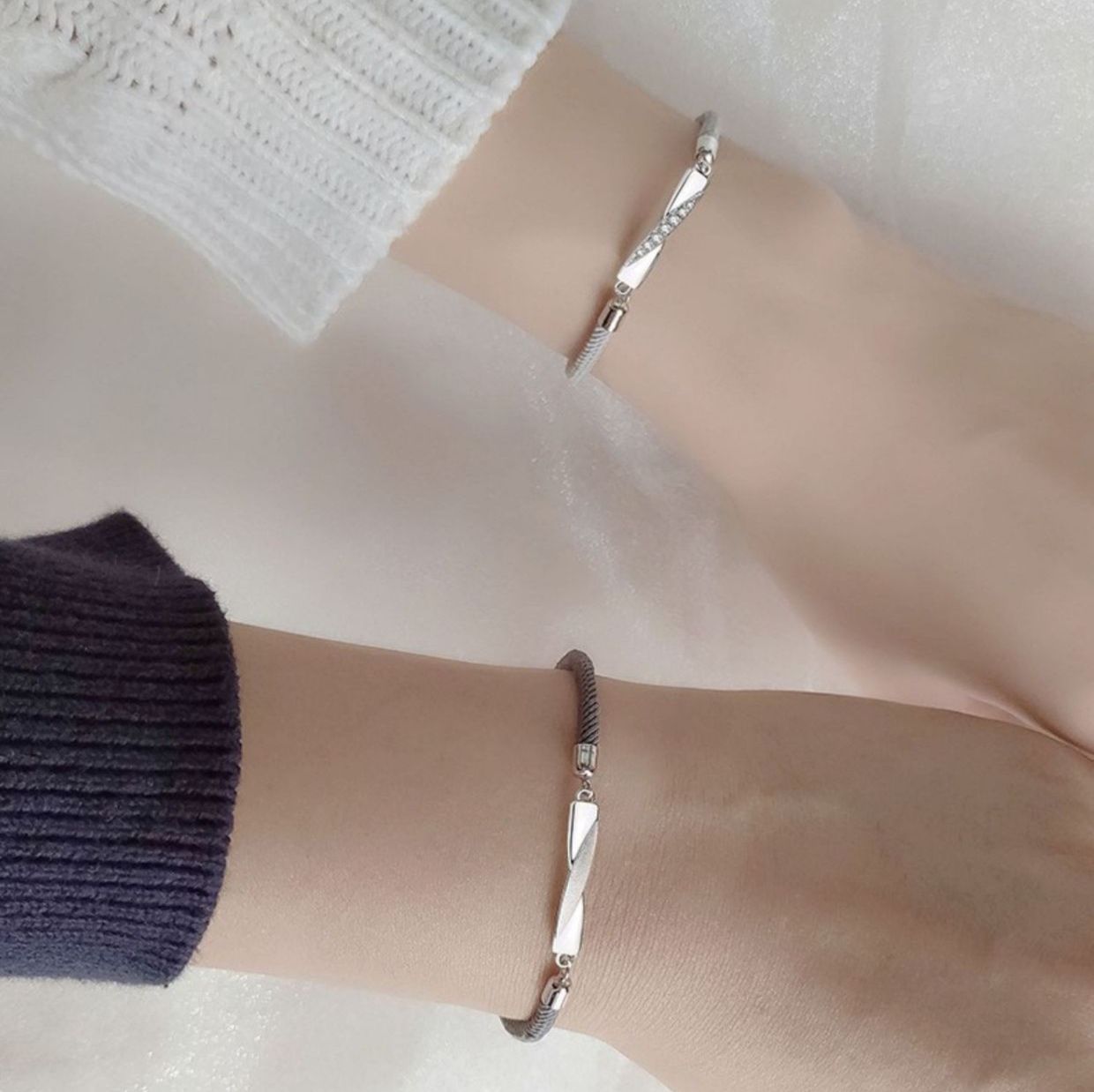 ブレスレットペア 絆の糸 捻りワイヤーブレスレット