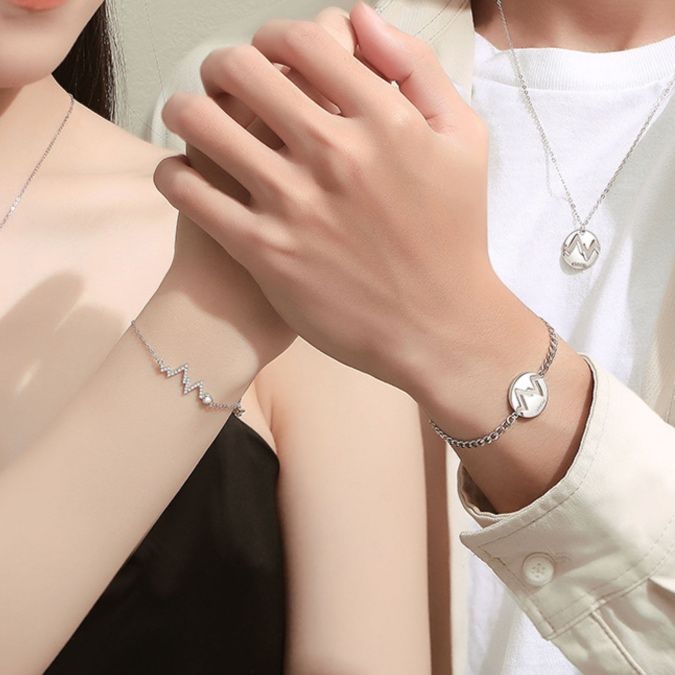 シルバーチェーンペアブレスレット