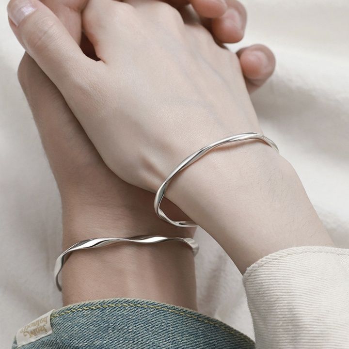 ペアブレスレット ねじり模様が美しいシンプル開閉式ペアブレスレット