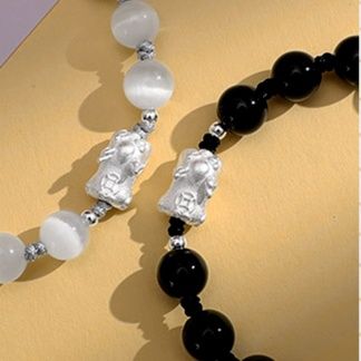 ペアブレスレット 天然石銀細工装飾誕生日石ペアブレスレット